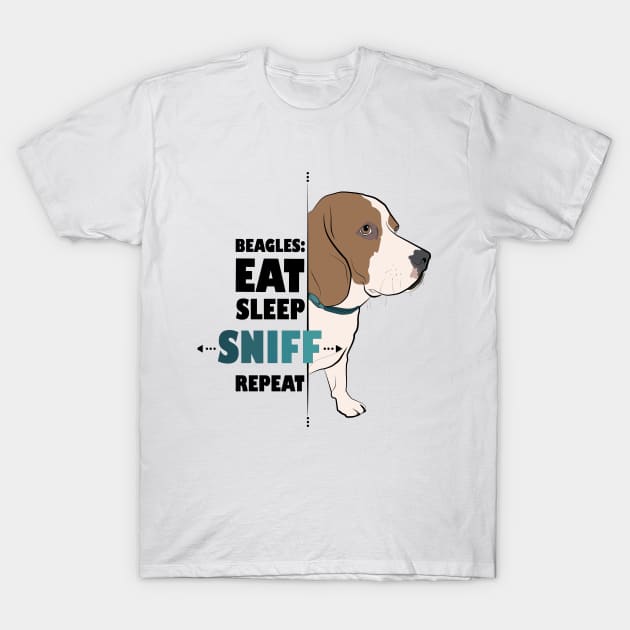 Eat, Sleep, Sniff, Repeat : Beagle Edition T-Shirt by Crafting Yellow